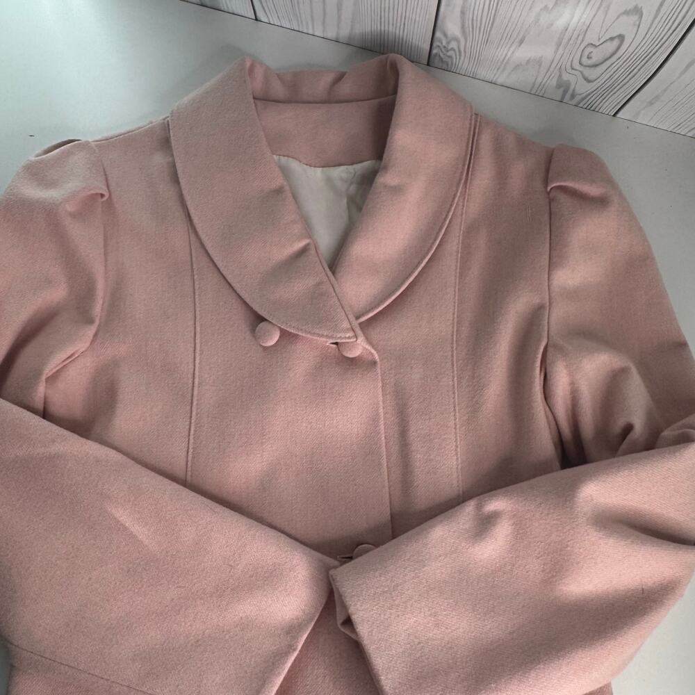 Vintage Wool Coat Women Size S/M Pink Long 1950s Union USA  Whimsey Coquette
